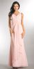 V-Neck Ruched Twist Knot Bust Long Bridesmaid Dress in Blush